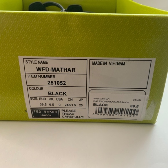 Ted Baker Mathar Black Croc Leather Ankle Strap Studded Gladiator Sandals 9 39.5 - Picture 15 of 16